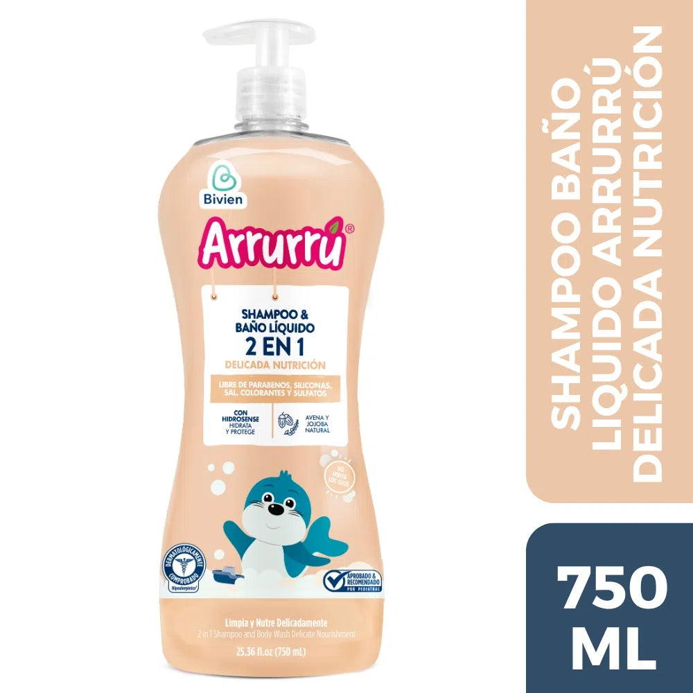 Shampoo y baño liquido 2 en 1 Arrurru Avena x 750 ml