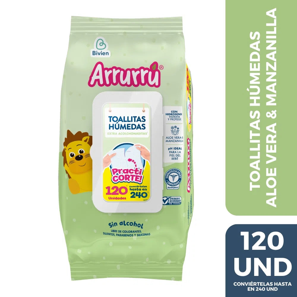 Toallitas húmedas Arrurrú Aloe Vera x 120 unidades