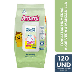 Toallitas húmedas Arrurrú Aloe Vera x 120 unidades