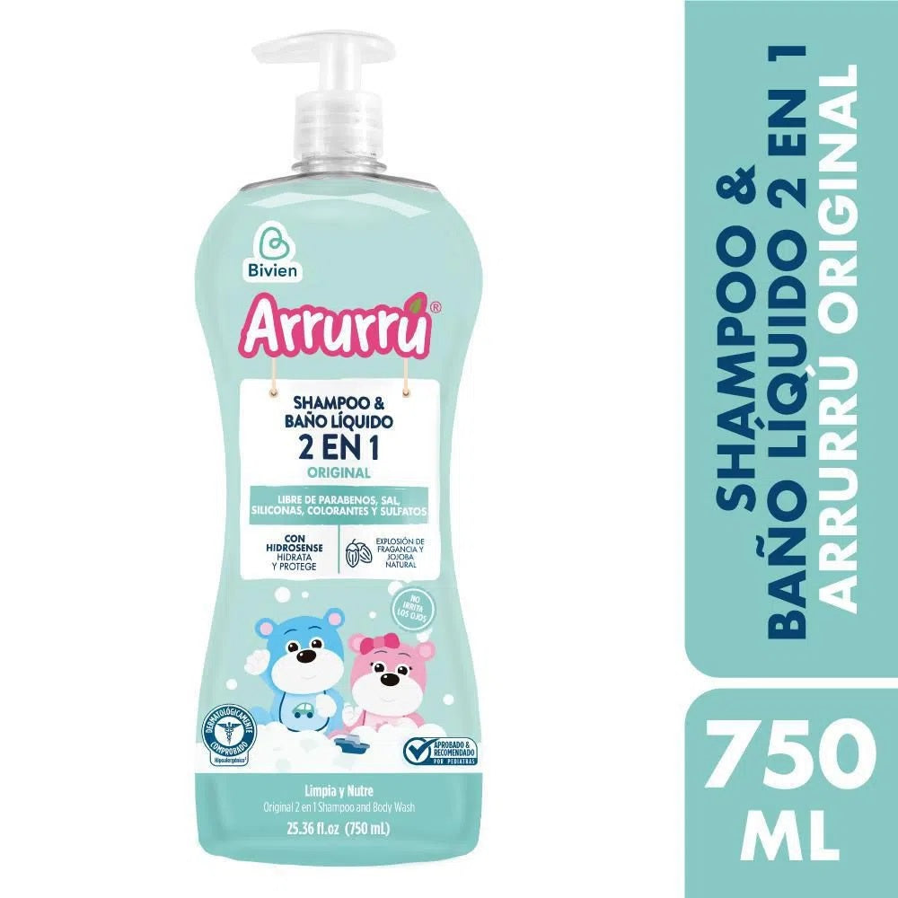 Shampoo y baño liquido 2 en 1 Arrurru Explosión de fragancias x 750 ml