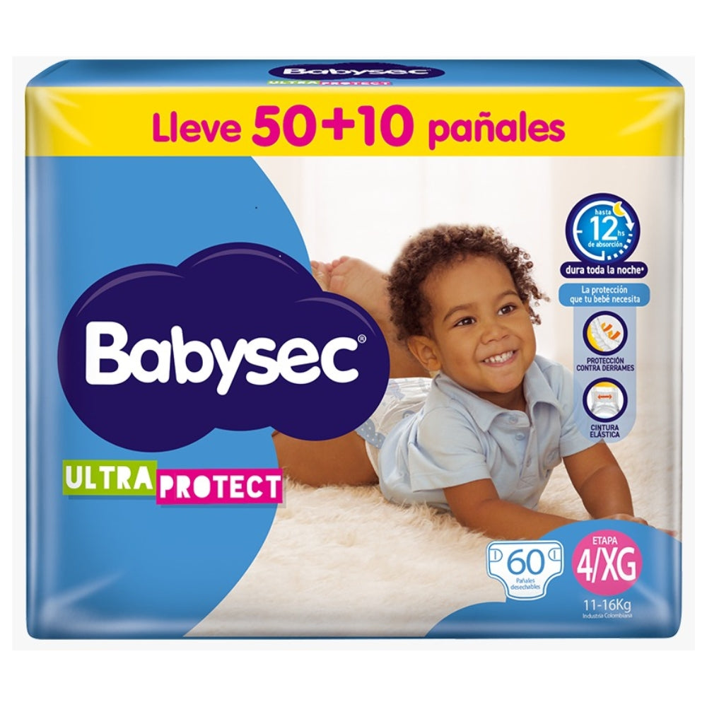 Pañales Babysec Etapa 4/XG x 60 Unds