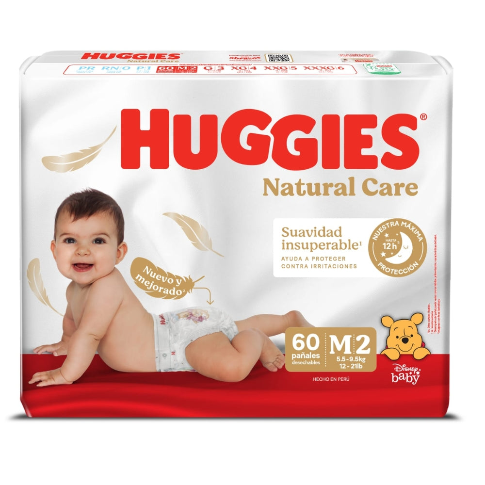 Pañales Huggies Natural Care Etapa 2/M x 60 Unds