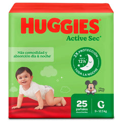 Pañales Huggies Active Sec Etapa 3/G x 25 Unds