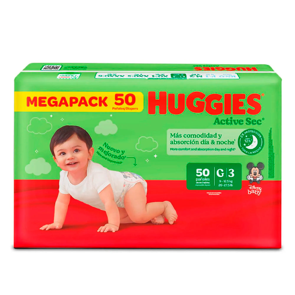 Pañales Huggies Active Sec Etapa 3/G x 50 Unds