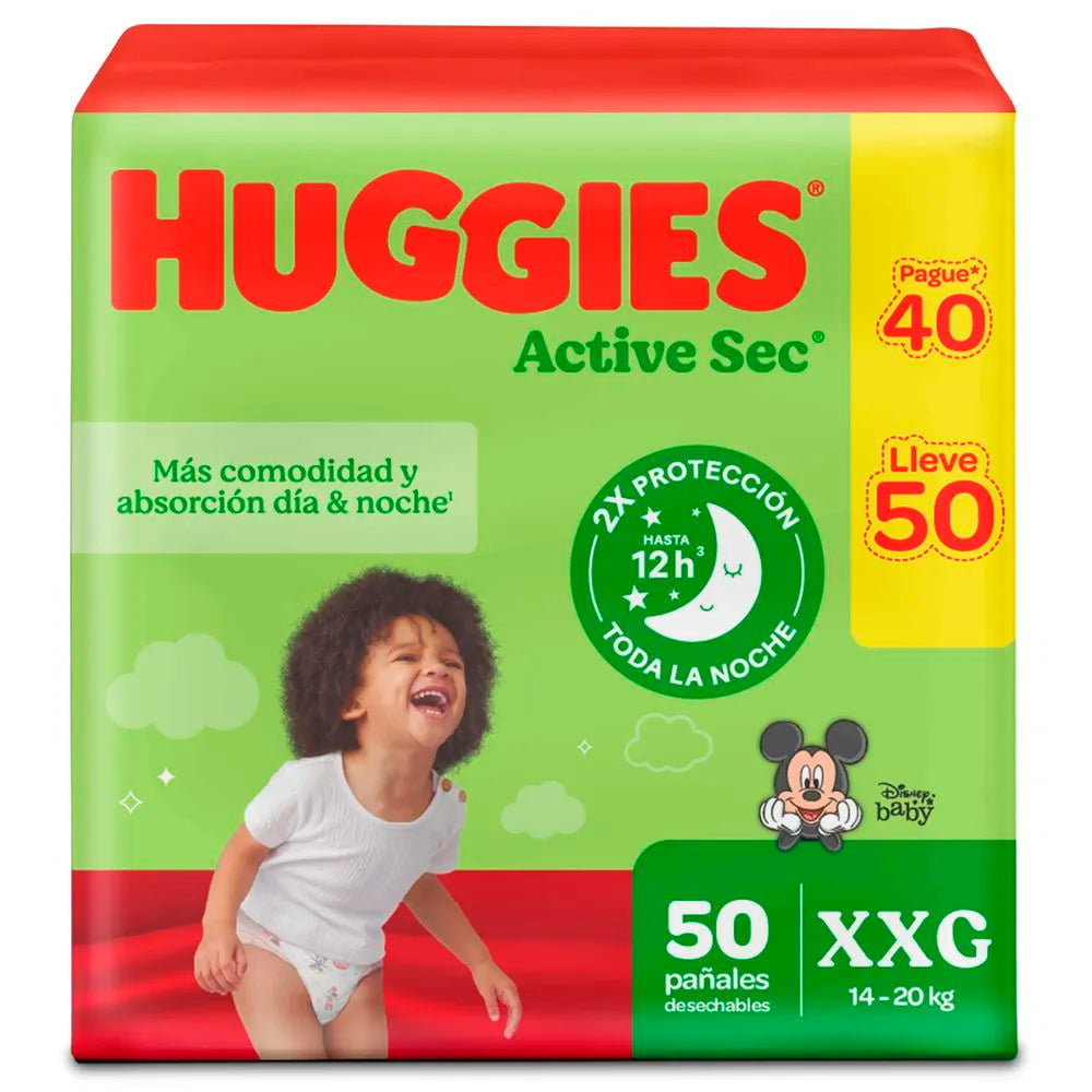 Pañales Huggies Active Sec Etapa 5/XXG x pague 40 lleve 50 Unds