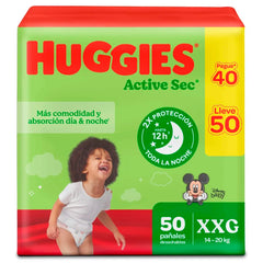 Pañales Huggies Active Sec Etapa 5/XXG x pague 40 lleve 50 Unds