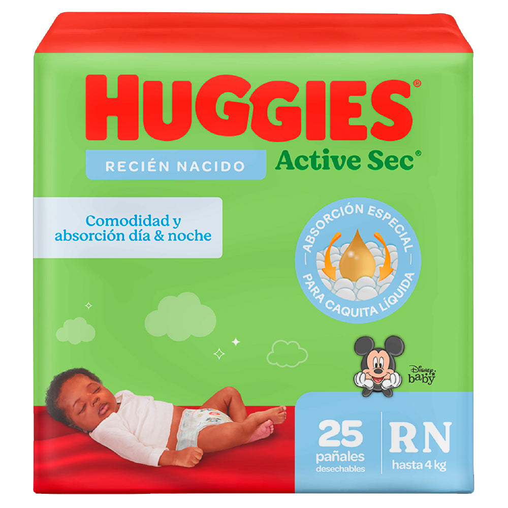 Pañales Huggies Active Sec Etapa 0 x 25 Unds