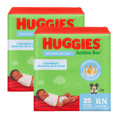 Pañales Huggies Active Sec Etapa 0 x 50 Unds