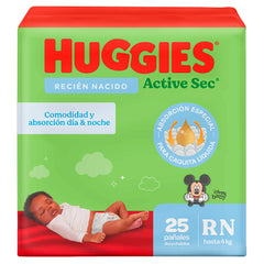 Pañales Huggies Active Sec Etapa 0 x 25 Unds
