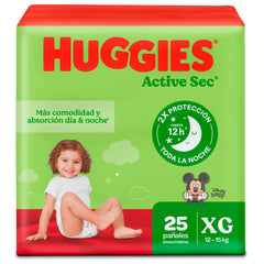 Pañales Huggies Active Sec Etapa 4/XG x 25 Unds