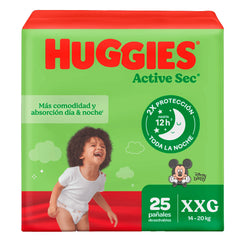 Pañales Huggies Active Sec Etapa 5/XXG x 25 Unds