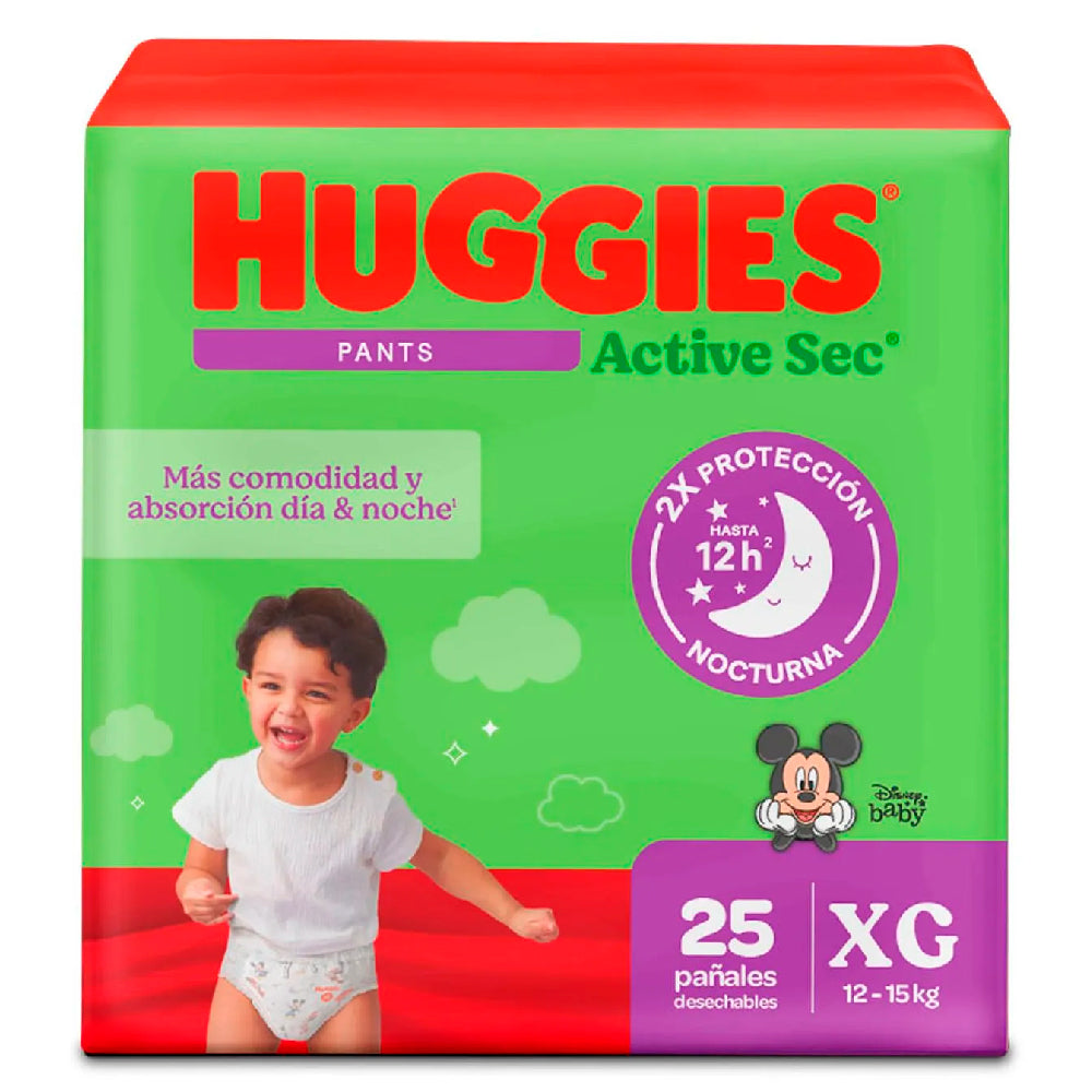 Pañales Huggies Active Sec Ajuste Perfecto Etapa 4/XG pague 25 lleve 30 unds