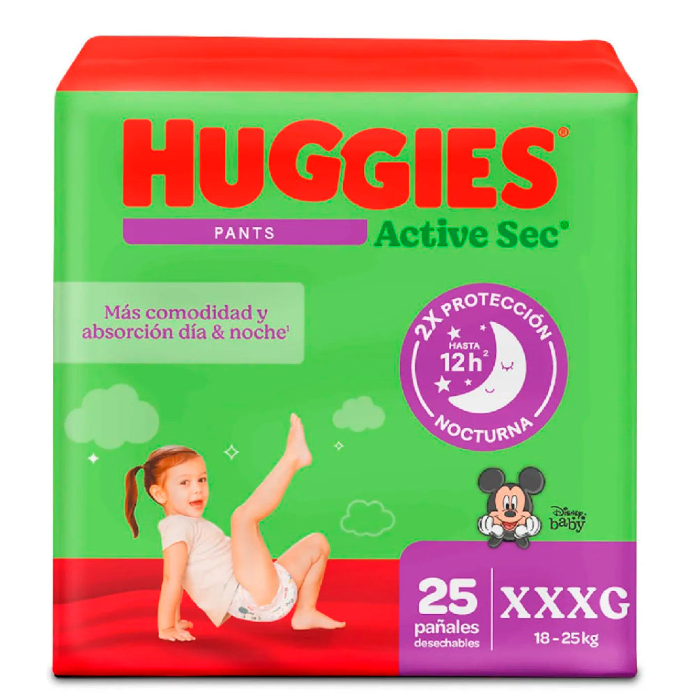 Pañales Huggies Active Sec Ajuste Perfecto Etapa 6/XXXG  25 unds