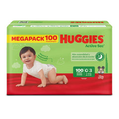 Pañales Huggies Active Sec Etapa 3/G x 100 Unds
