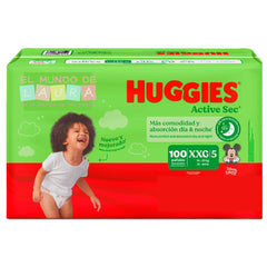 Pañales Huggies Active Sec Etapa 5/XXG x 100 Unds