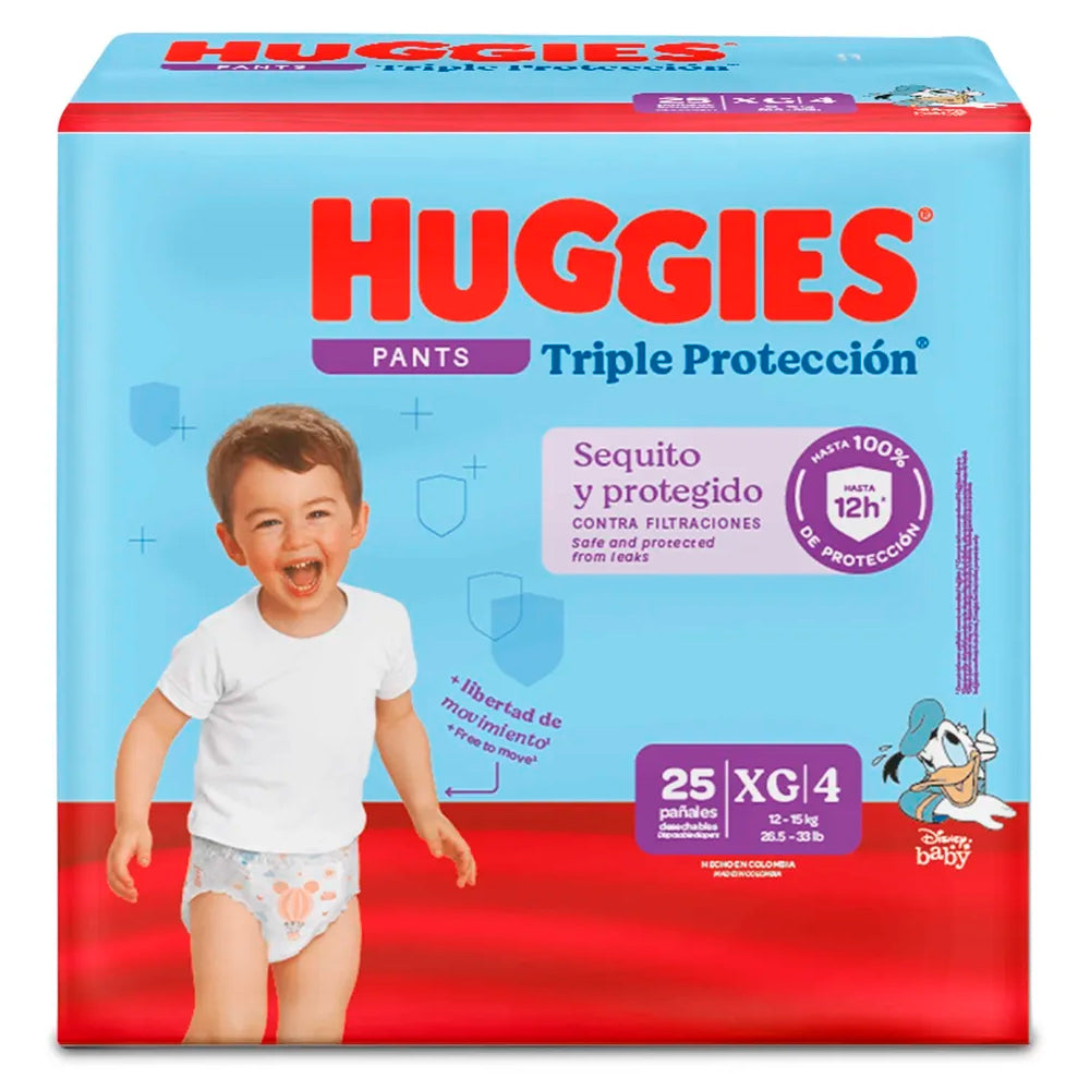 Pañales Huggies Pants Triple Protección 4/XG x 25 unds
