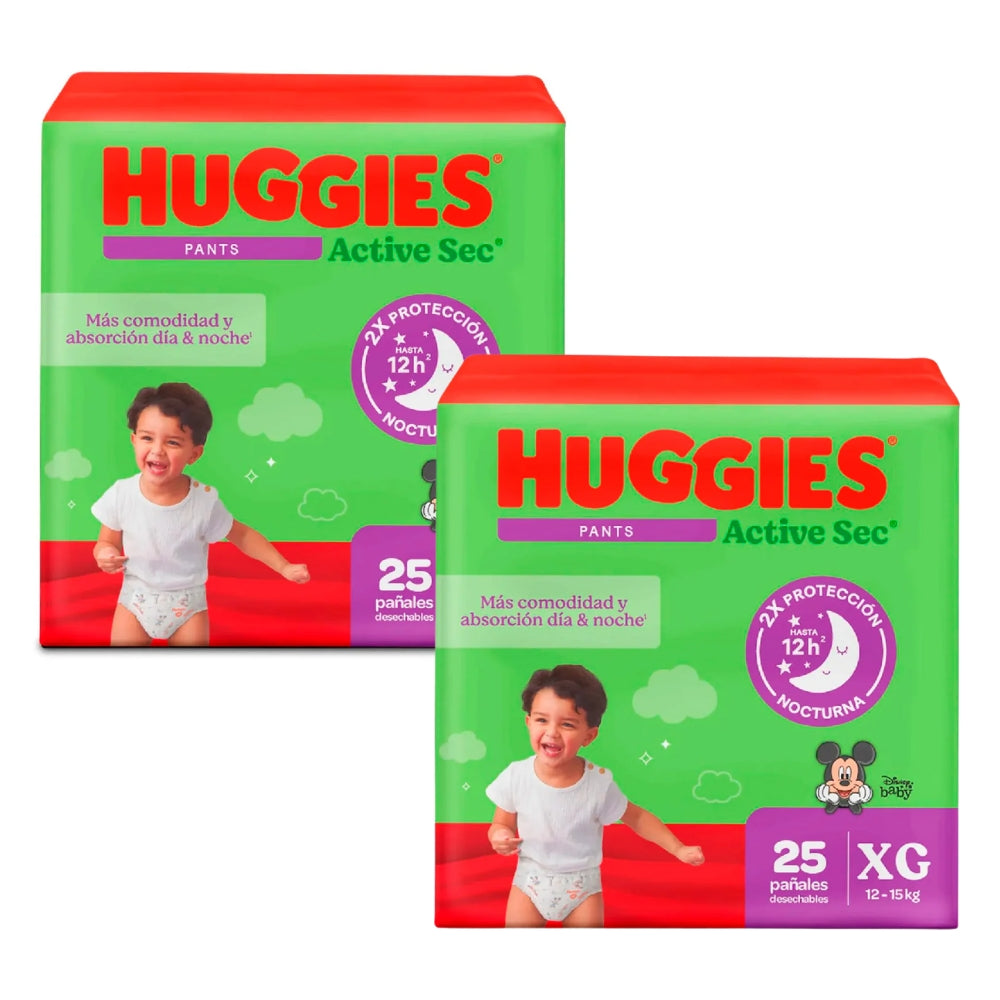 Pañales Huggies Active Sec Ajuste Perfecto Etapa 4/XG x 50 unds