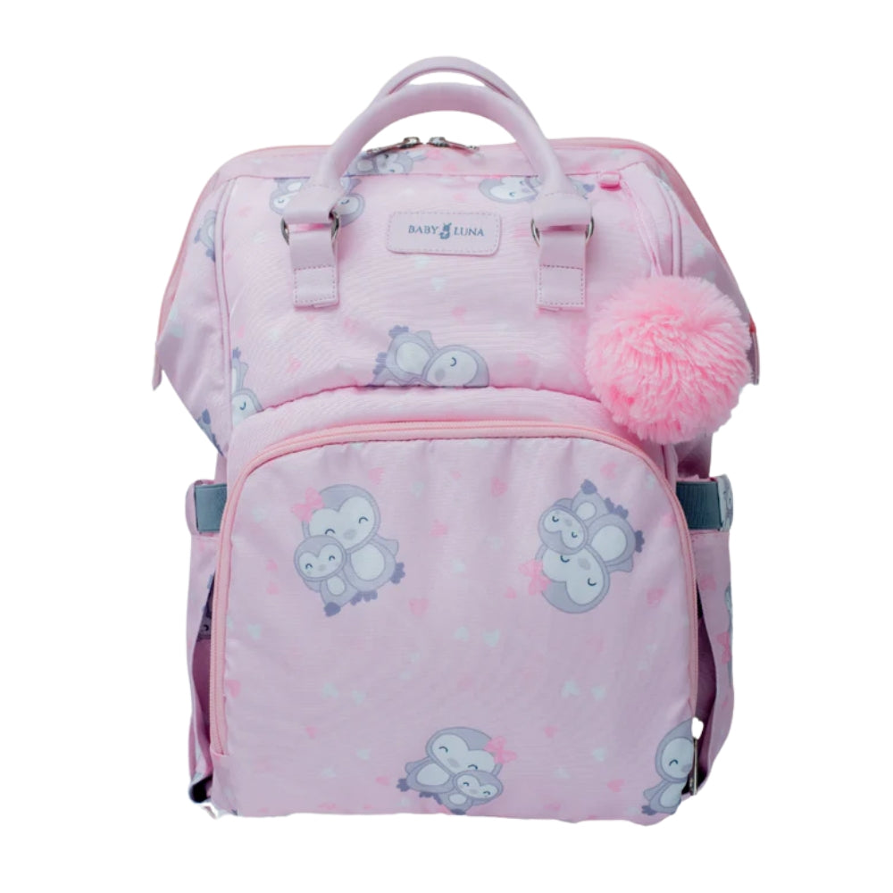 Pañalera morral Nube Luna Pinguino Rosa