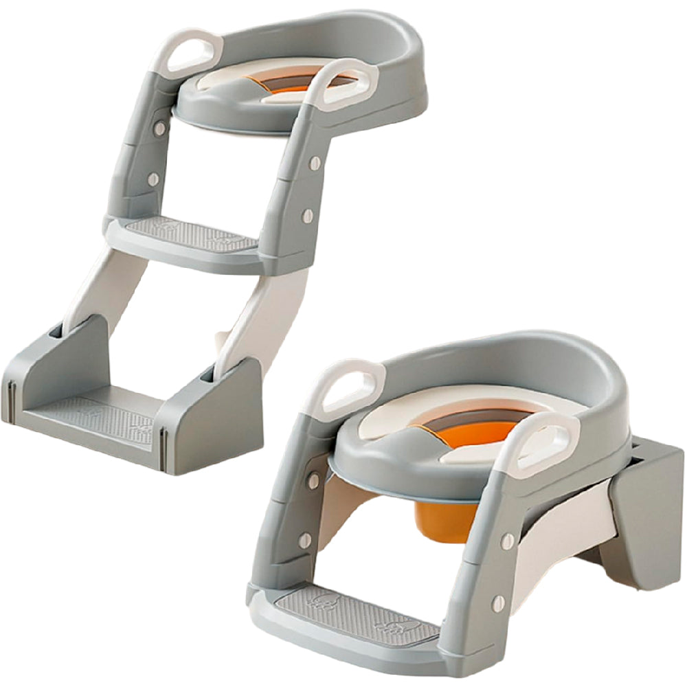 Reductor de baño con escalera 2 en 1 Gris