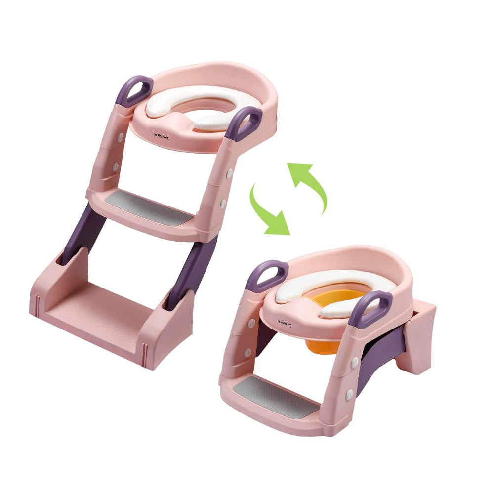 Reductor de baño con escalera 2 en 1 Rosa