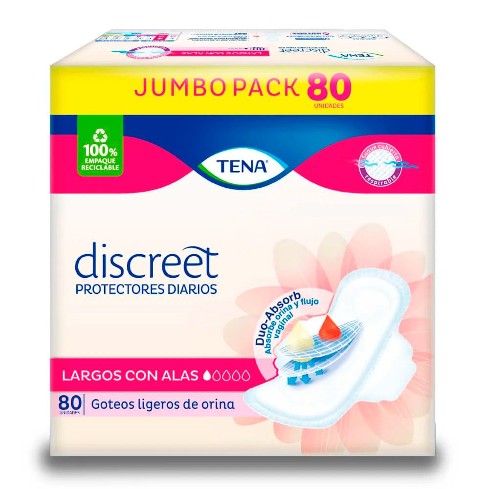 Protector Tena Discreet Largos x 80 Unds