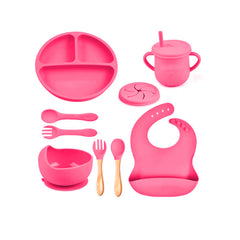 Vajilla en silicona Fucsia 10 Piezas