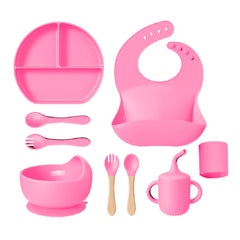 Vajilla en silicona Fucsia 9 Piezas