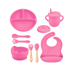 Vajilla en silicona Fucsia 10 Piezas