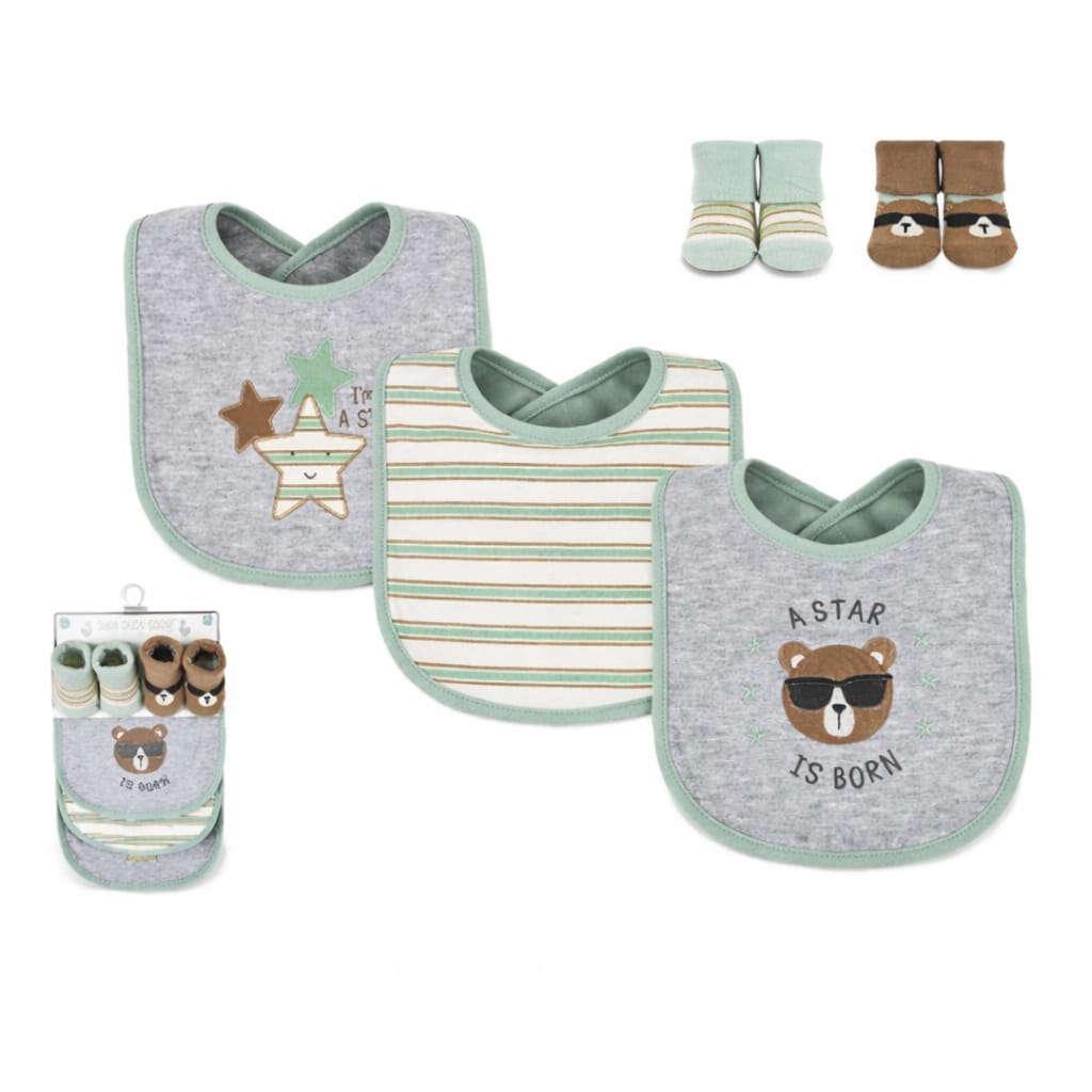 Set de Baberos para Bebé + Medias – 5 piezas