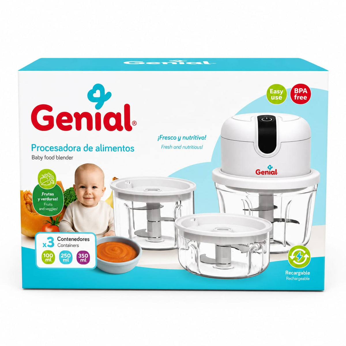 Procesadora de Alimentos Recargable Genial