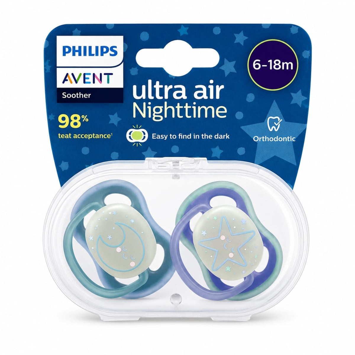 Chupa Entretenedota Avent Ultra Air Nighttime 6-18 meses – Set x2