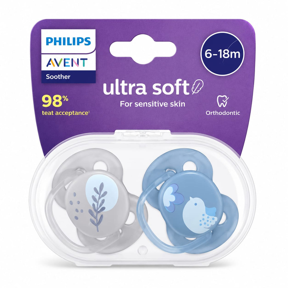 Chupa Entretenedora Avent Ultra Soft 6–18 meses – Set x2