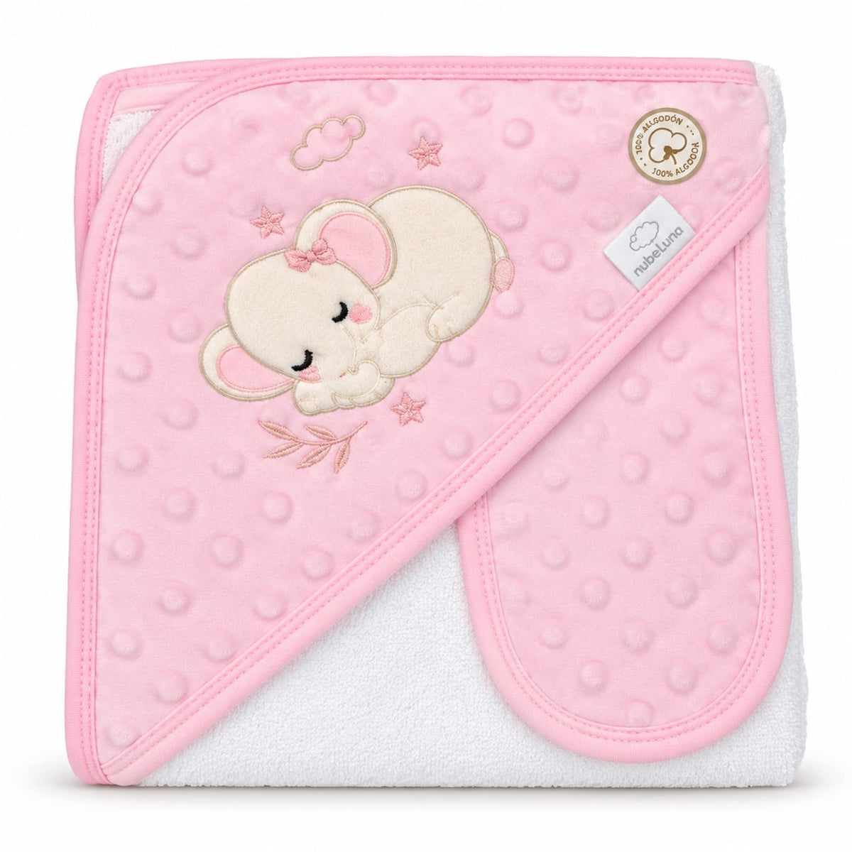 Toalla Nube Luna Elefante Rosa
