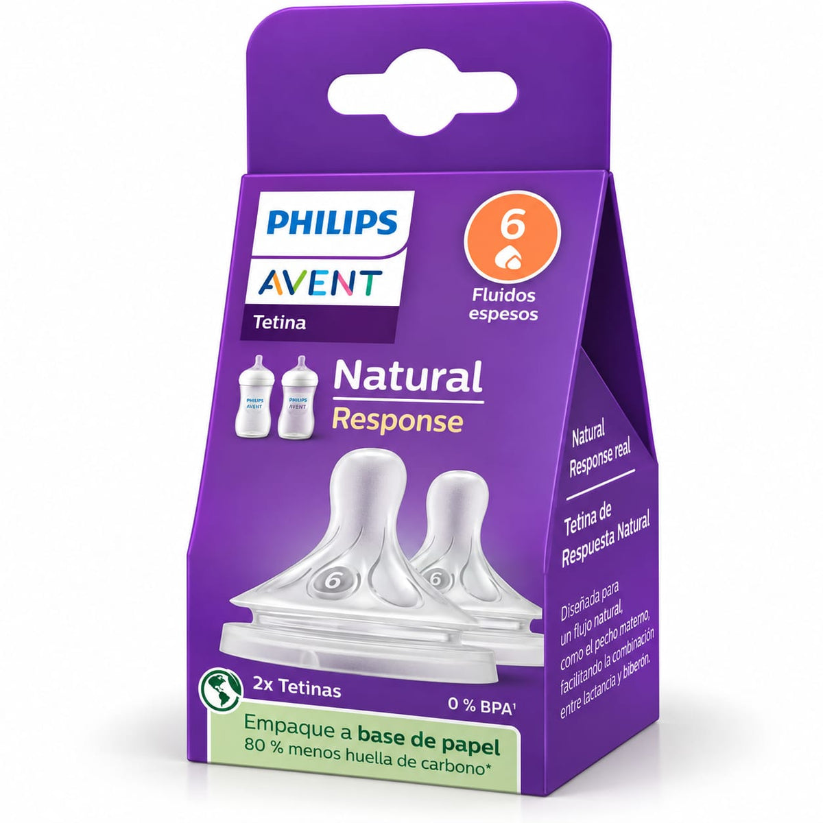 Chupa para Tetero Avent Natural Response x 2 unds nivel 6