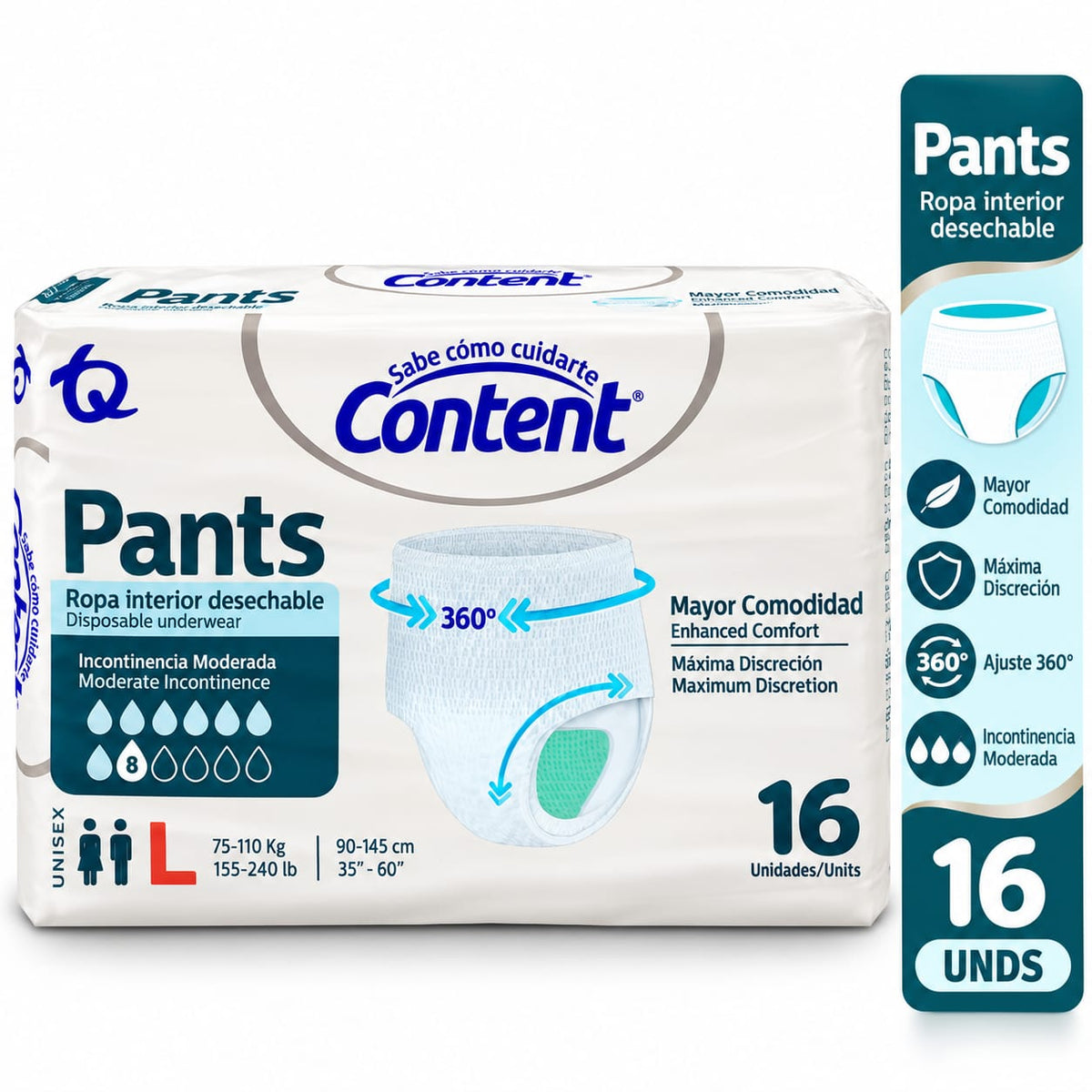 Pañales Content Pants Talla L x 16 Unids.