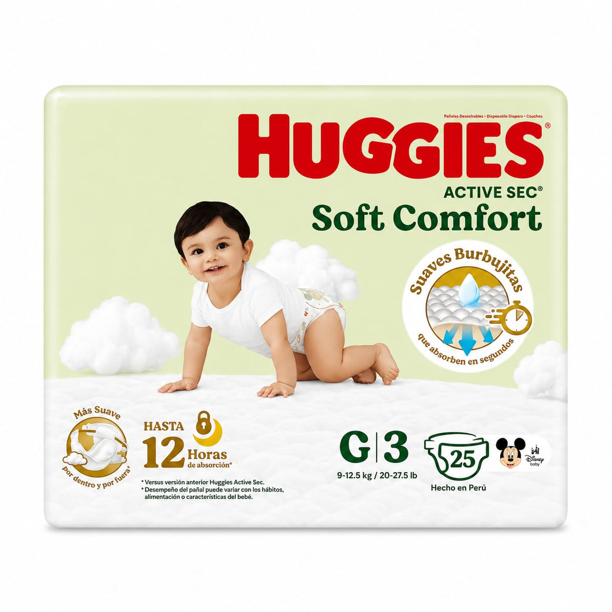 Pañales Huggies Active Sec Soft Comfort Etapa 3 (G) – 25 unidades