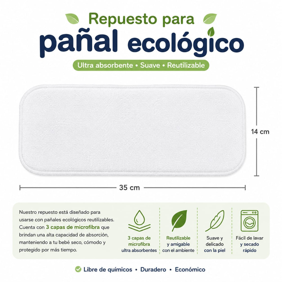Repuesto Para Pañal Ecologico Genial X 3 Unds.