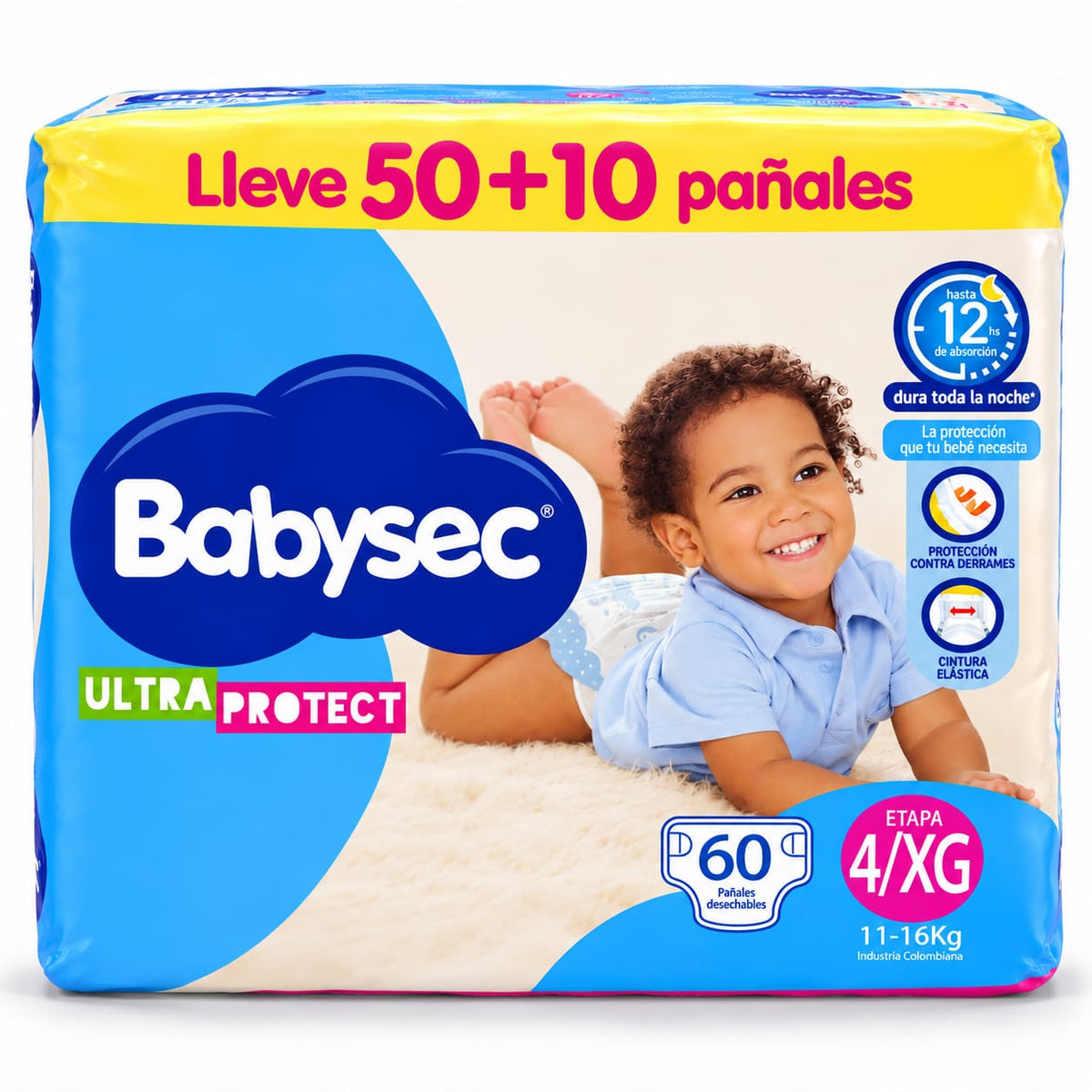 Pañales Babysec Etapa 4/XG x 60 Unds