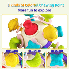 Pelota sensorial con sonajero y rasca encías