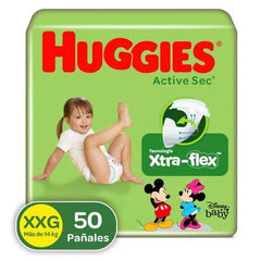 Pañales Huggies Active Sec Etapa 5/XXG x 50 Unds