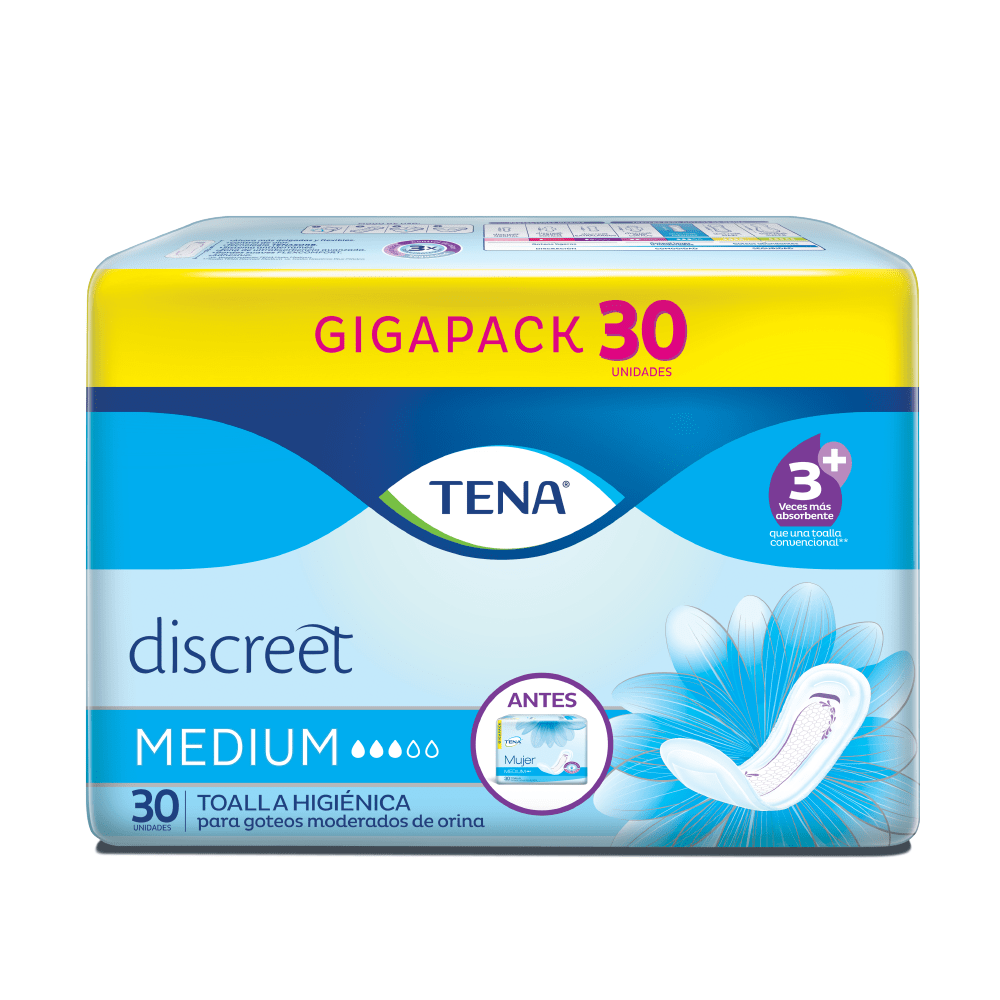 Toallas Tena Discreet Medium x 30 Unds