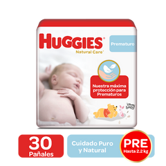 Pañales Huggies Natural Care Prematuro x 30 Unds